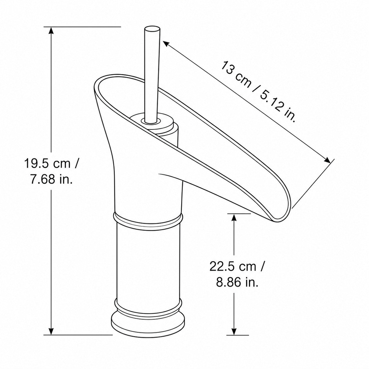 Waterfall Single-Hole Bathroom Faucet, Single-Handle Brass Faucet, Antique Brass / Oil-Rubbed Bronze / Polished Gold