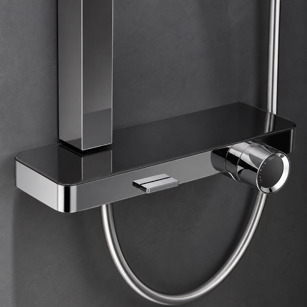 Wall-Mounted Thermostatic Shower Panel with Handheld Shower, Polished Chrome