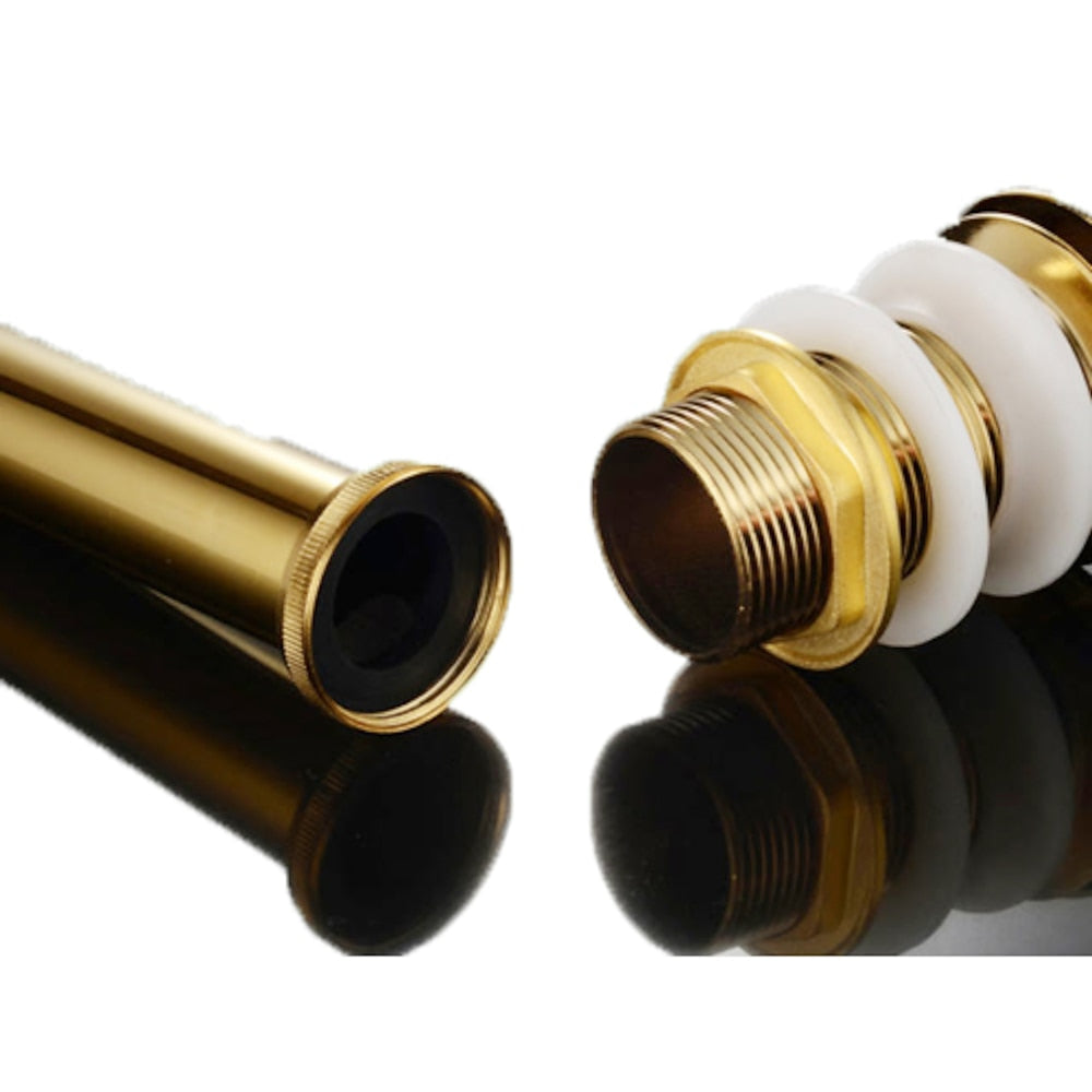 Polished Gold Contemporary Brass Sink Drain, Pop-Up Basin Drain with Overflow