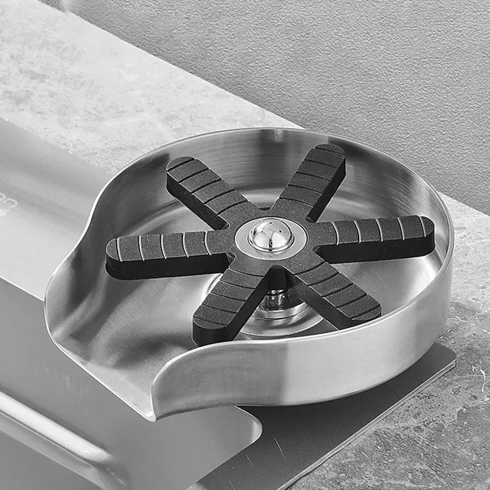 Press-Down Stainless Steel Glass Rinser, Cup Rinser with G1/2 Hose, Matte Black / Brushed Nickel / Gunmetal