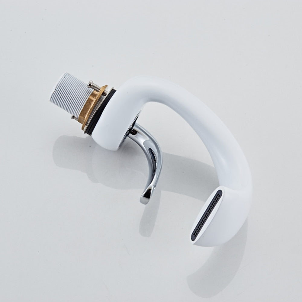 Modern Waterfall Single-Hole Bathroom Faucet, Single-Handle Brass Body Faucet, Matte Black / Brushed Nickel / Chrome / Matte White