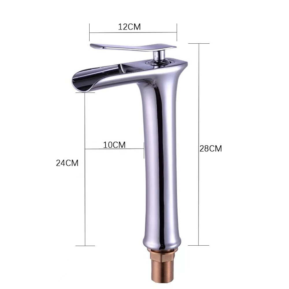 Waterfall Vessel Bathroom Faucet, Single-Handle Single-Hole Faucet