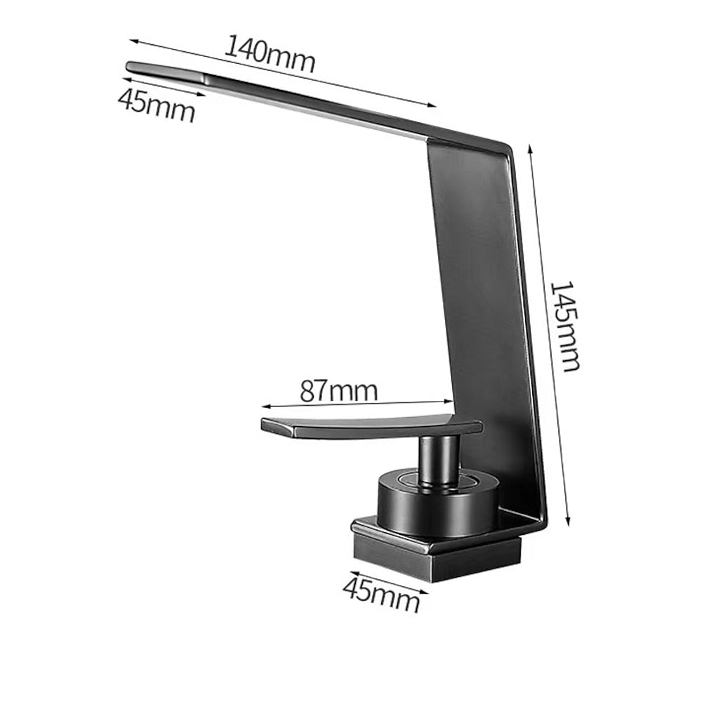 Waterfall Modern Single-Hole Bathroom Faucet, Single-Handle Brass Faucet