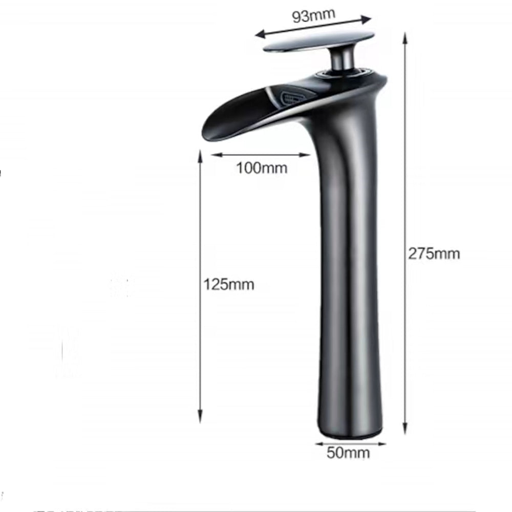 Waterfall Vessel Bathroom Faucet, Modern Single-Handle Single-Hole Tall Basin Faucet