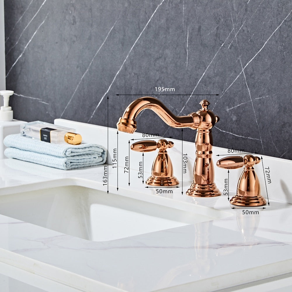 Widespread Modern Bathroom Faucet, Dual-Handle High Arc Brass Faucet, Matte Black / Chrome / Polished Gold / Rose Gold / Antique Brass