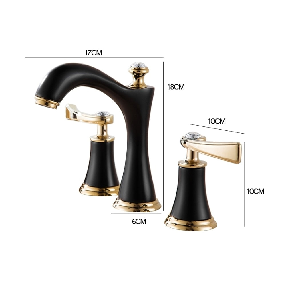 Vintage 360-Degree Swivel Spout Bathroom Faucet, Double-Handle 8-Inch Widespread Brass Faucet