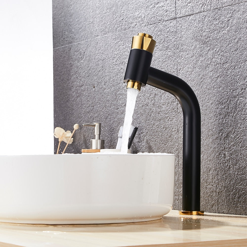 Modern Single-Hole Bathroom Faucet, Push-Button Faucet