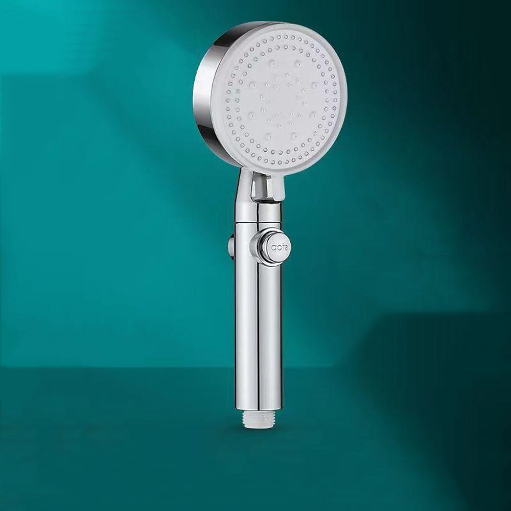 5-Mode Handheld Round Shower Head, Shower Head with Hose / Adhesive Bracket, Matte Black / Chrome