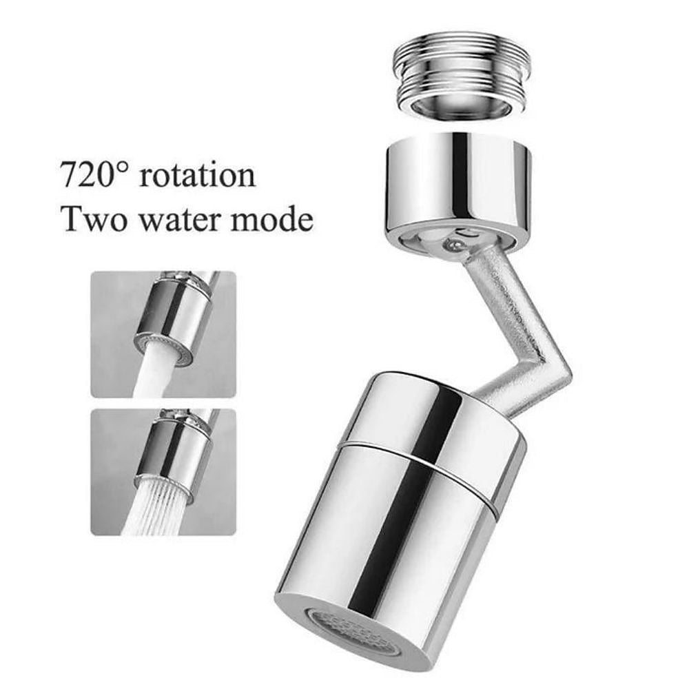 Chrome 720-Degree Swivel Faucet Aerator, Dual-Mode Splash Filter Faucet Extender