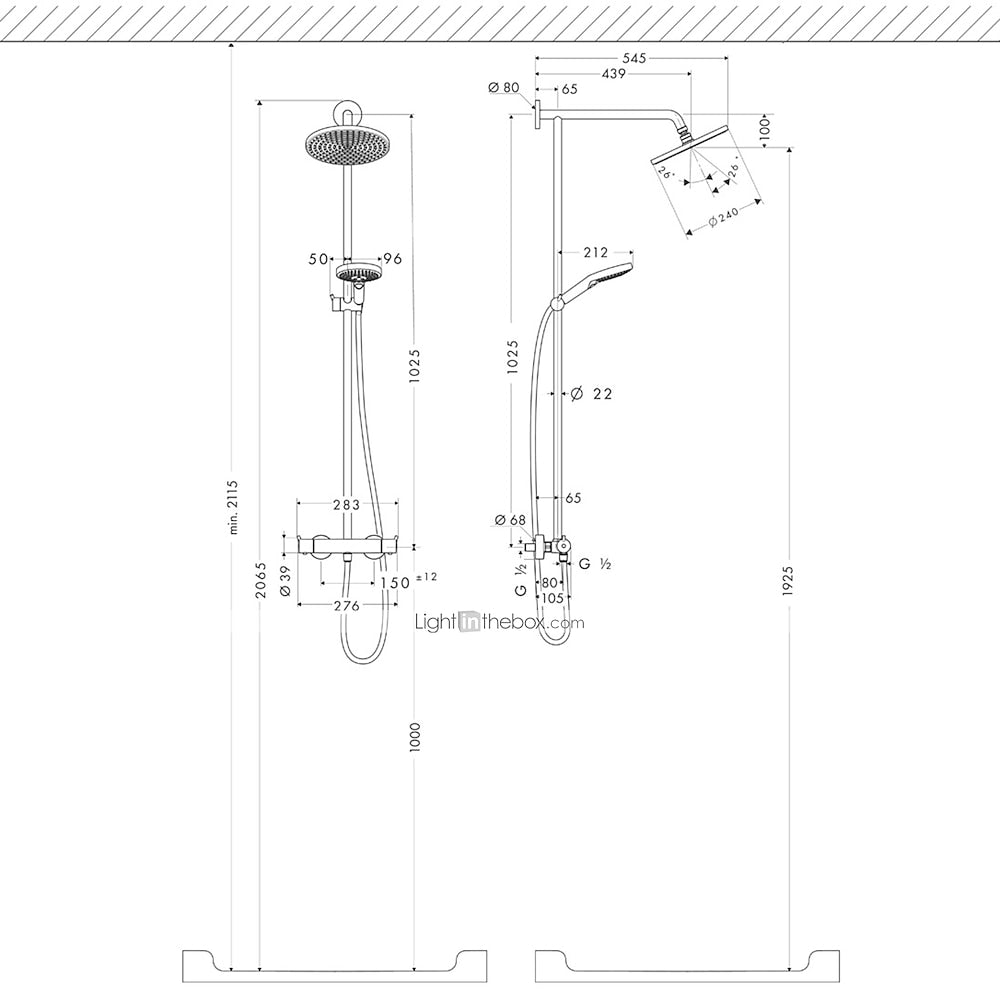Chrome Modern Rainfall Tub Shower System, Single-Handle Wall-Mounted Shower System with Handheld Shower