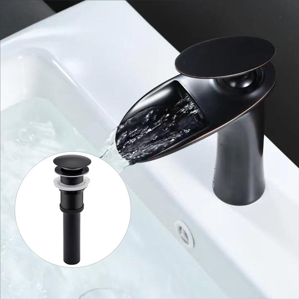 Modern Waterfall Bathroom Faucet, Single-Handle Single-Hole Faucet