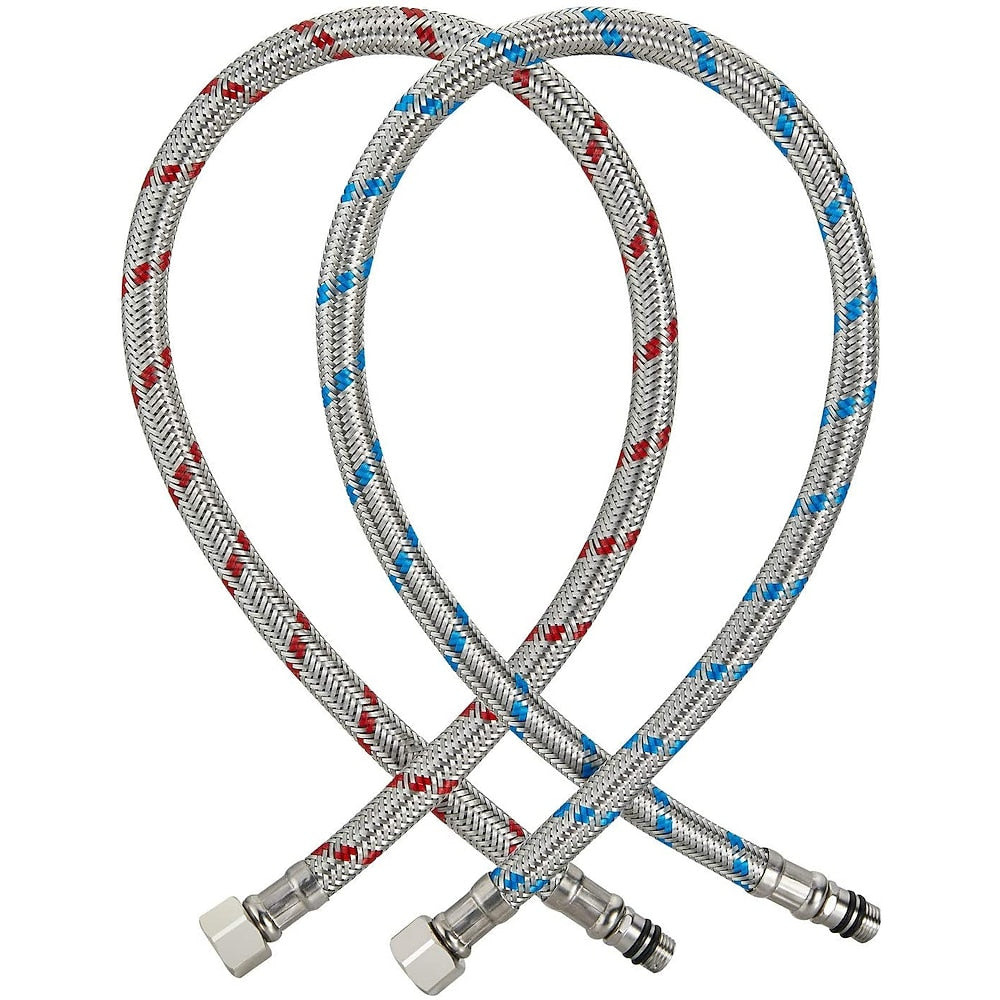 Braided Stainless Steel Faucet Water Supply Hoses, Dual Temperature Water Inlet Lines