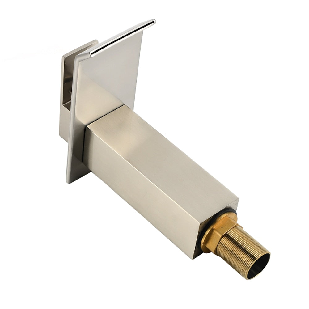 Waterfall Brushed Nickel Bathroom Faucet, Single-Handle Single-Hole Contemporary Faucet