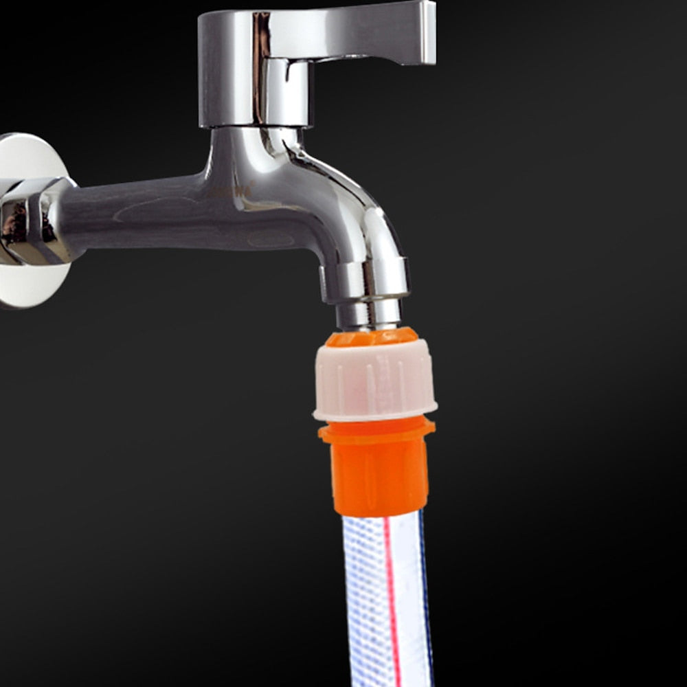 Orange Plastic Garden Hose Tap Connector Set, 5-Piece Quick Connect Faucet Adapters