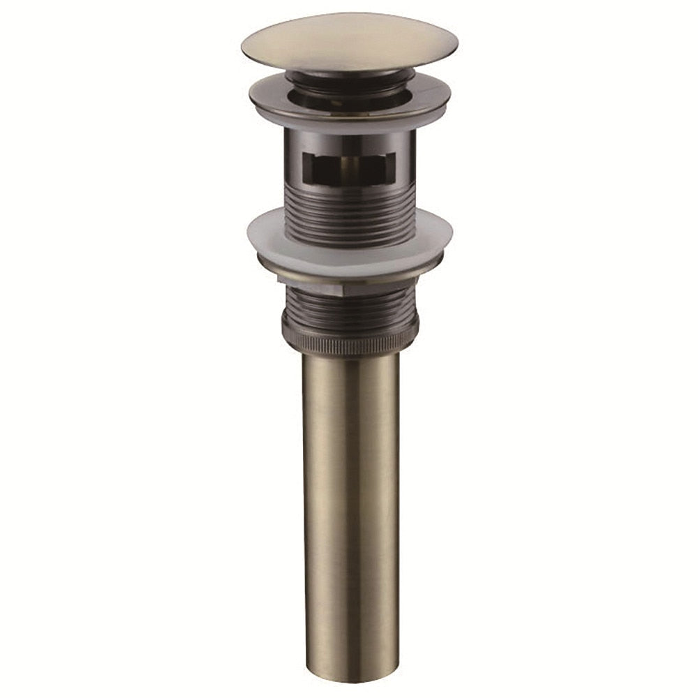 Stainless Steel Pop-Up Sink Drain with Overflow, Spring-Loaded Bathroom Vanity Basin Drain, Chrome / Oil-Rubbed Bronze / Rose Gold / Antique Brass / Polished Gold