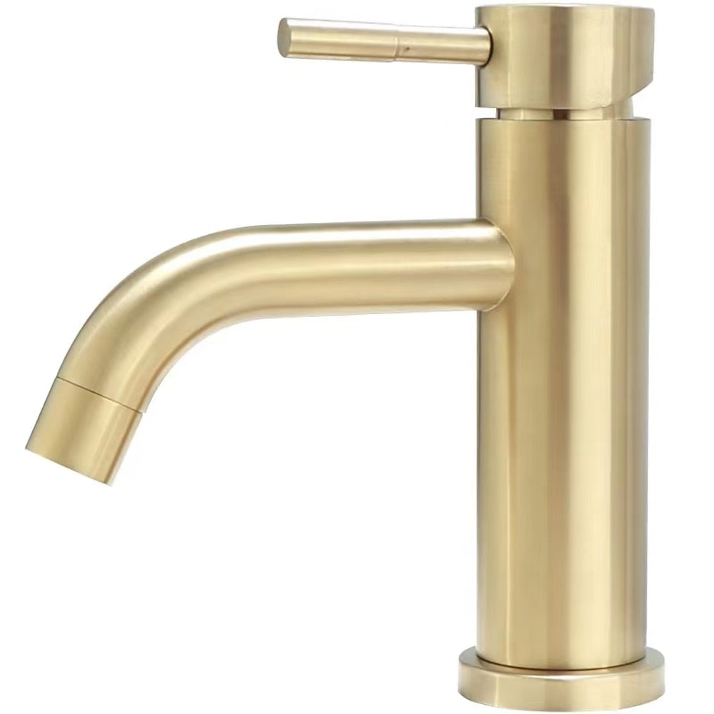 Brushed Gold Waterfall Bathroom Faucet, Single-Handle Single-Hole Faucet