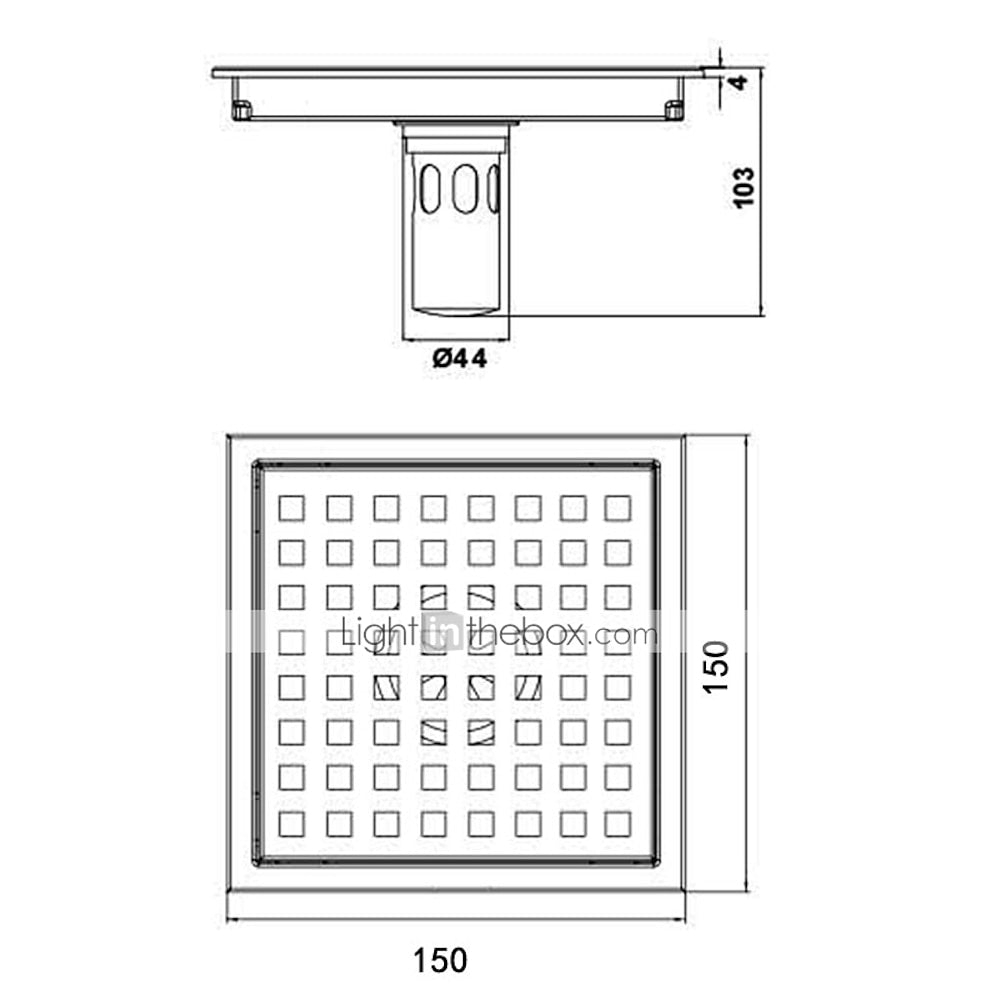 Stainless Steel Modern Square Shower Floor Drain, Floor-Mounted Drain with Removable Cover / Hair Catcher