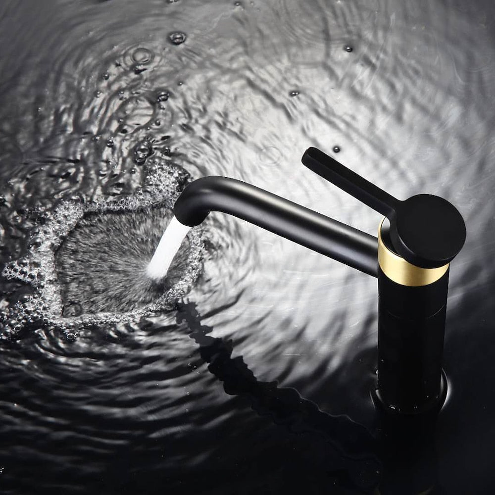 Modern Single-Hole Vessel Sink Faucet, 360-Degree Swivel Brass Faucet