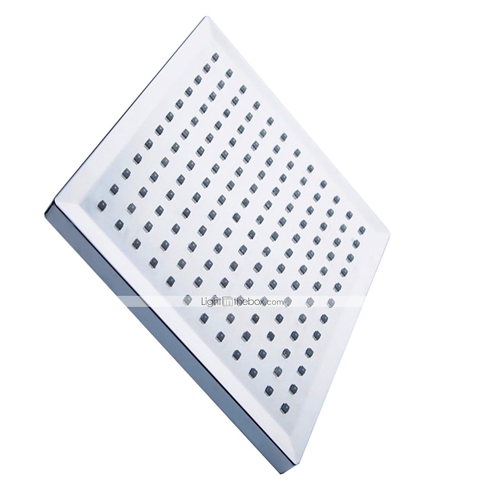 LED Temperature Changing Shower Head, Modern Chrome Plated ABS Square Rain Shower Head