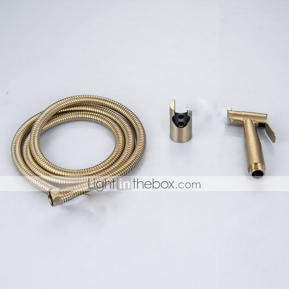 Brushed Gold Handheld Bidet Sprayer, Self-Cleaning Stainless Steel Faucet, Bathroom Bidet Faucet with Hose