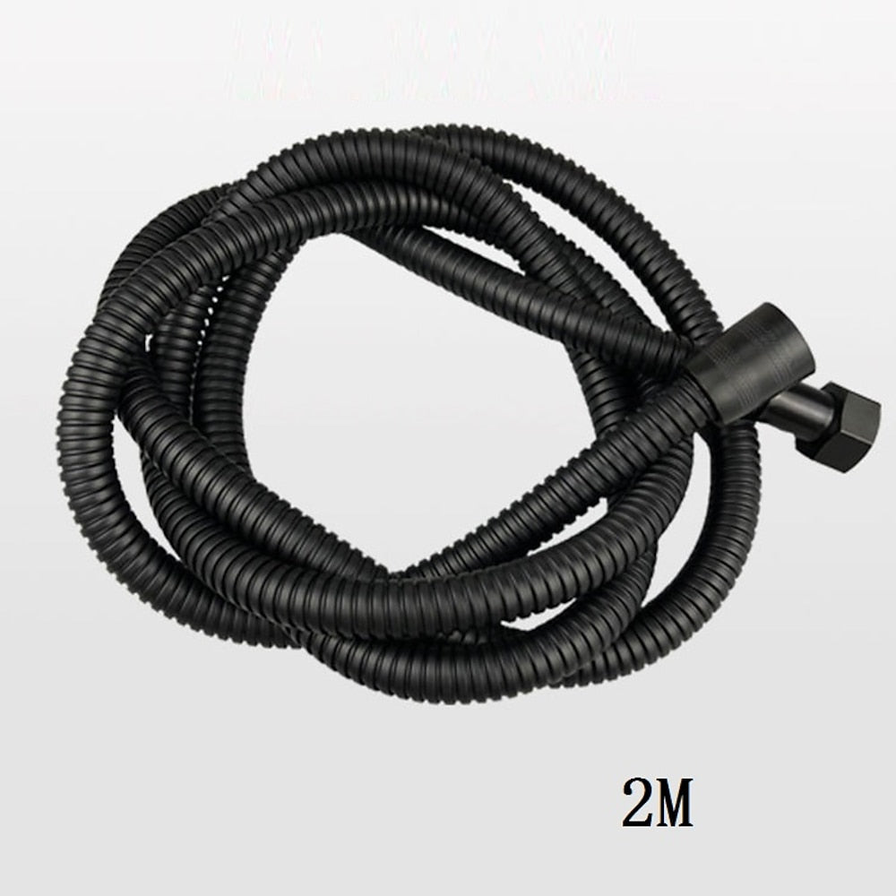 Flexible Stainless Steel Shower Hose, Bathroom Plumbing Extension Pipe, Silver / Black