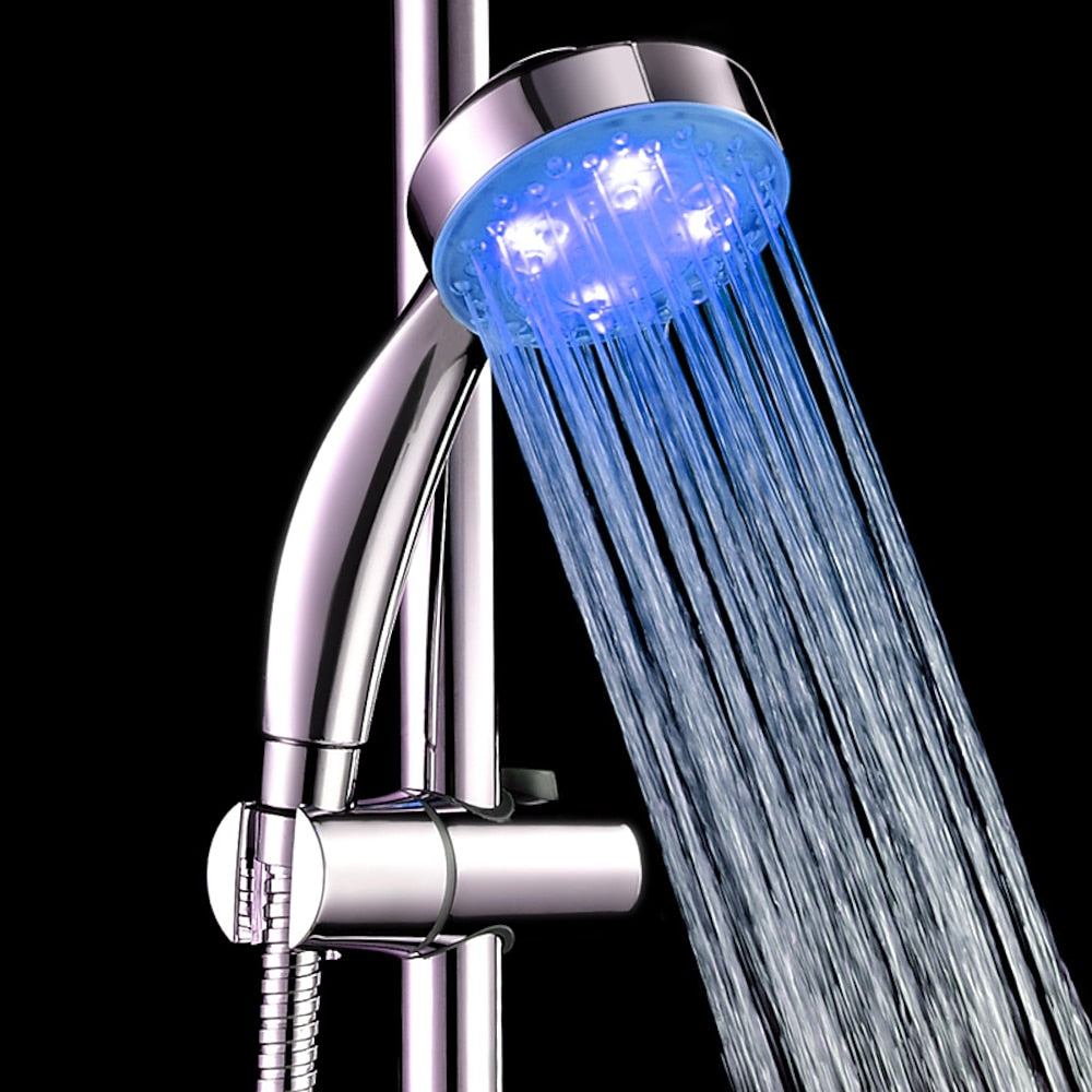 LED -Changing Chrome Handheld Shower Head, Contemporary ABS Plastic Rainfall Shower Head