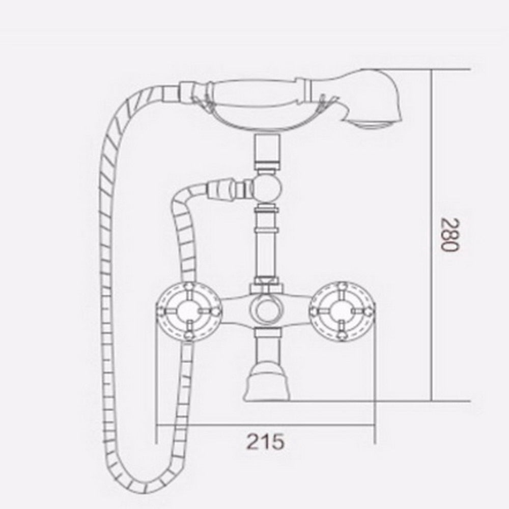 Antique Brass Traditional Deck-Mount Tub Faucet, Two-Handle Tub Filler with Handheld Shower