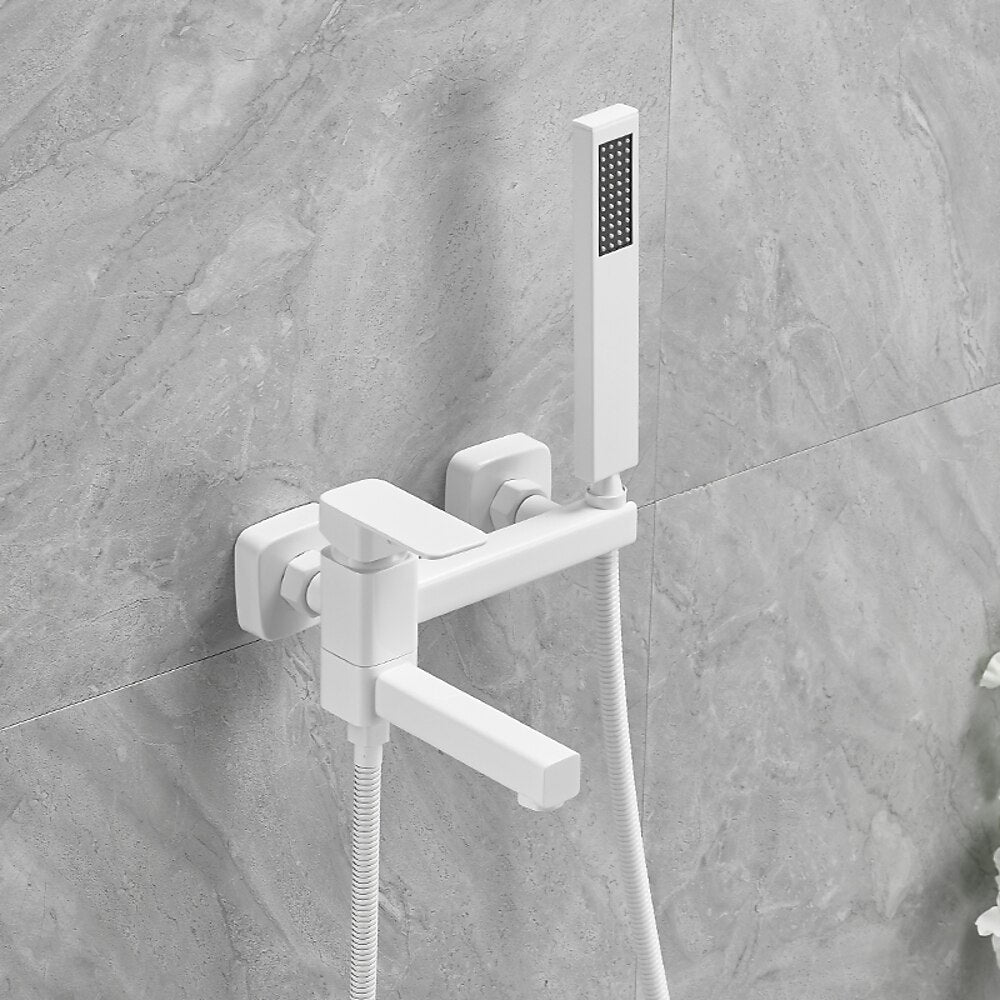 Wall-Mount Single-Handle Swivel Spout Tub Faucet, Bathtub Filler Faucet with Handheld Shower