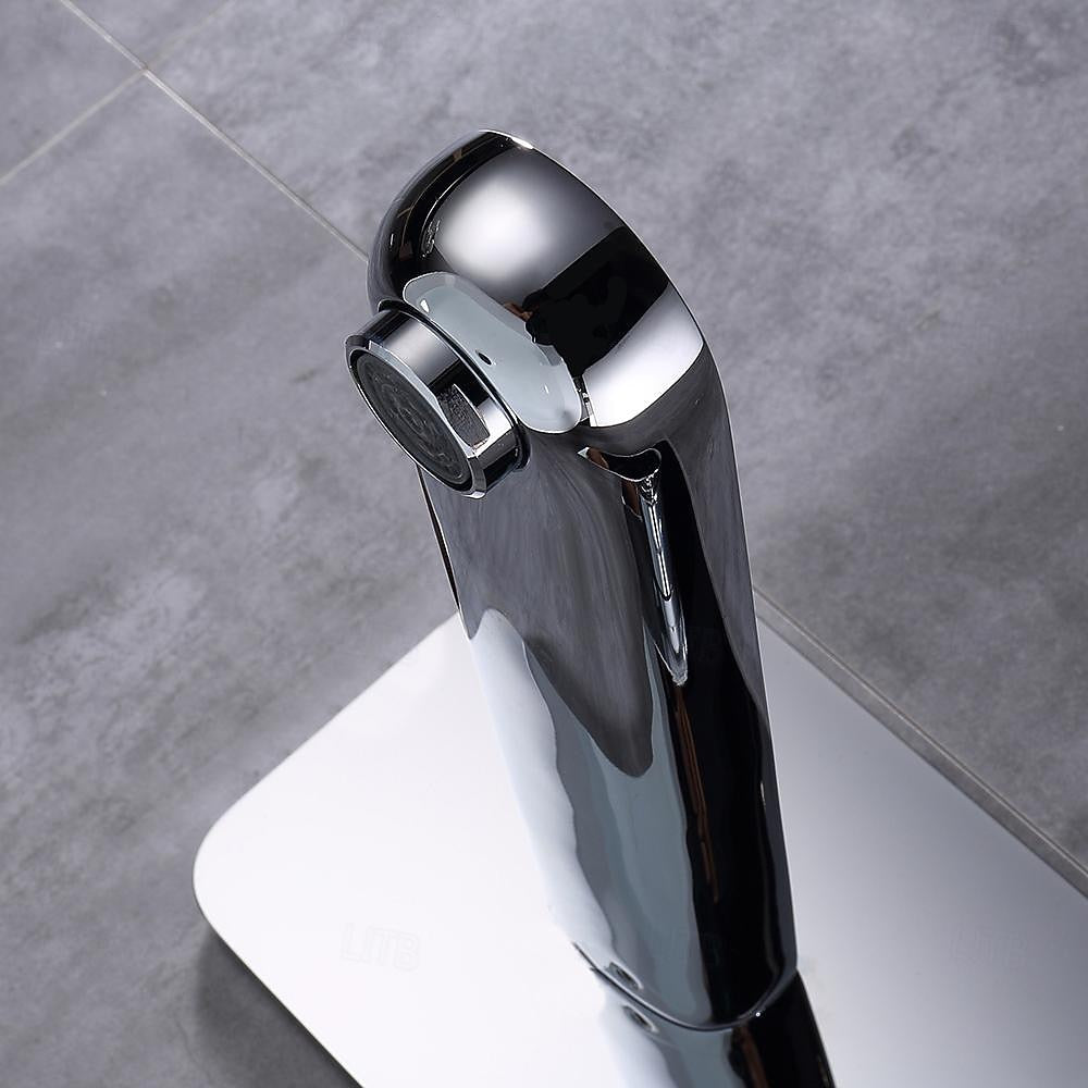 Chrome Wall-Mount Bathroom Faucet, Single-Handle Basin Faucet with Escutcheon Plate