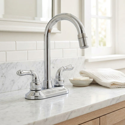 Lagomel faucet aerator, set in a Modern bathroom
