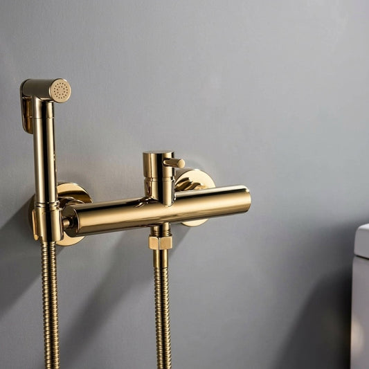 Lagomel wall-mounted single-handle bidet faucet in chrome, matte black, brushed gold, gunmetal, polished gold, set in a Contemporary bathroom