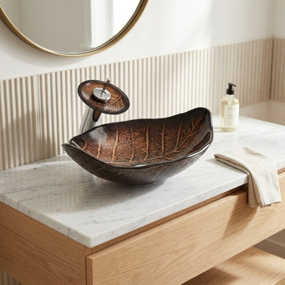 Lagomel waterfall single-handle faucet and sink set, set in a Contemporary bathroom