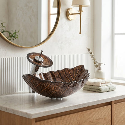 Lagomel waterfall single-handle faucet and sink set, set in a Contemporary bathroom