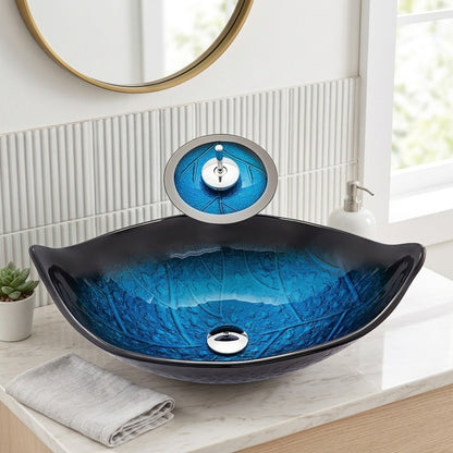 Lagomel waterfall single-handle faucet and sink set, set in a Contemporary bathroom