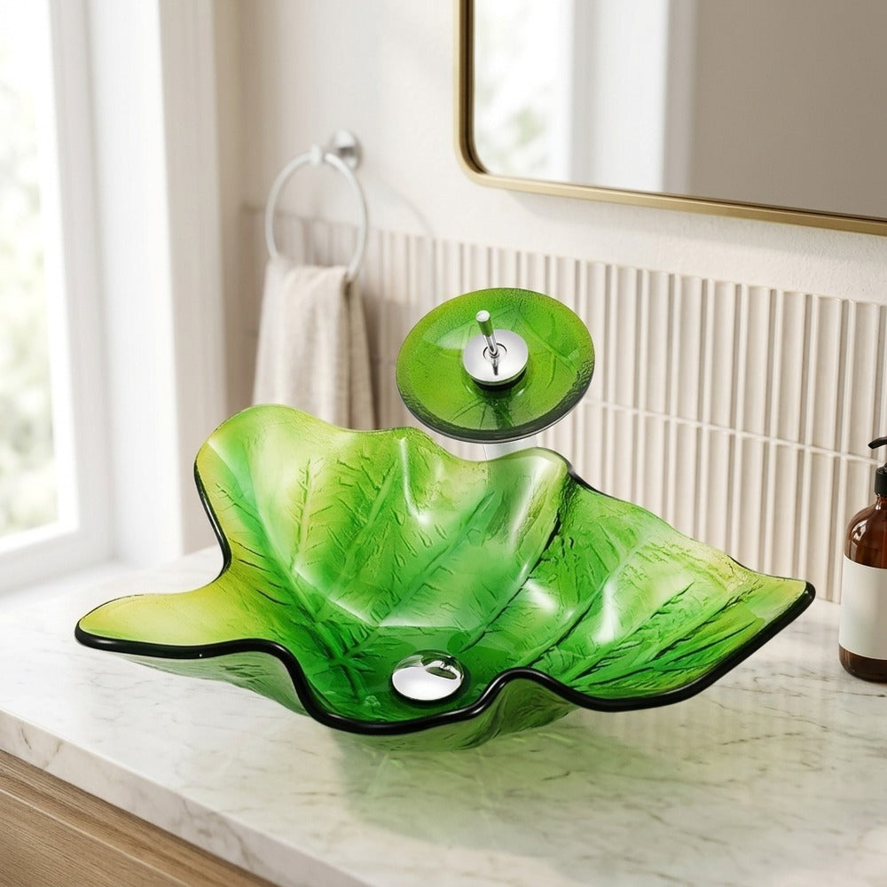 Lagomel waterfall single-handle faucet and sink set, set in a Contemporary bathroom