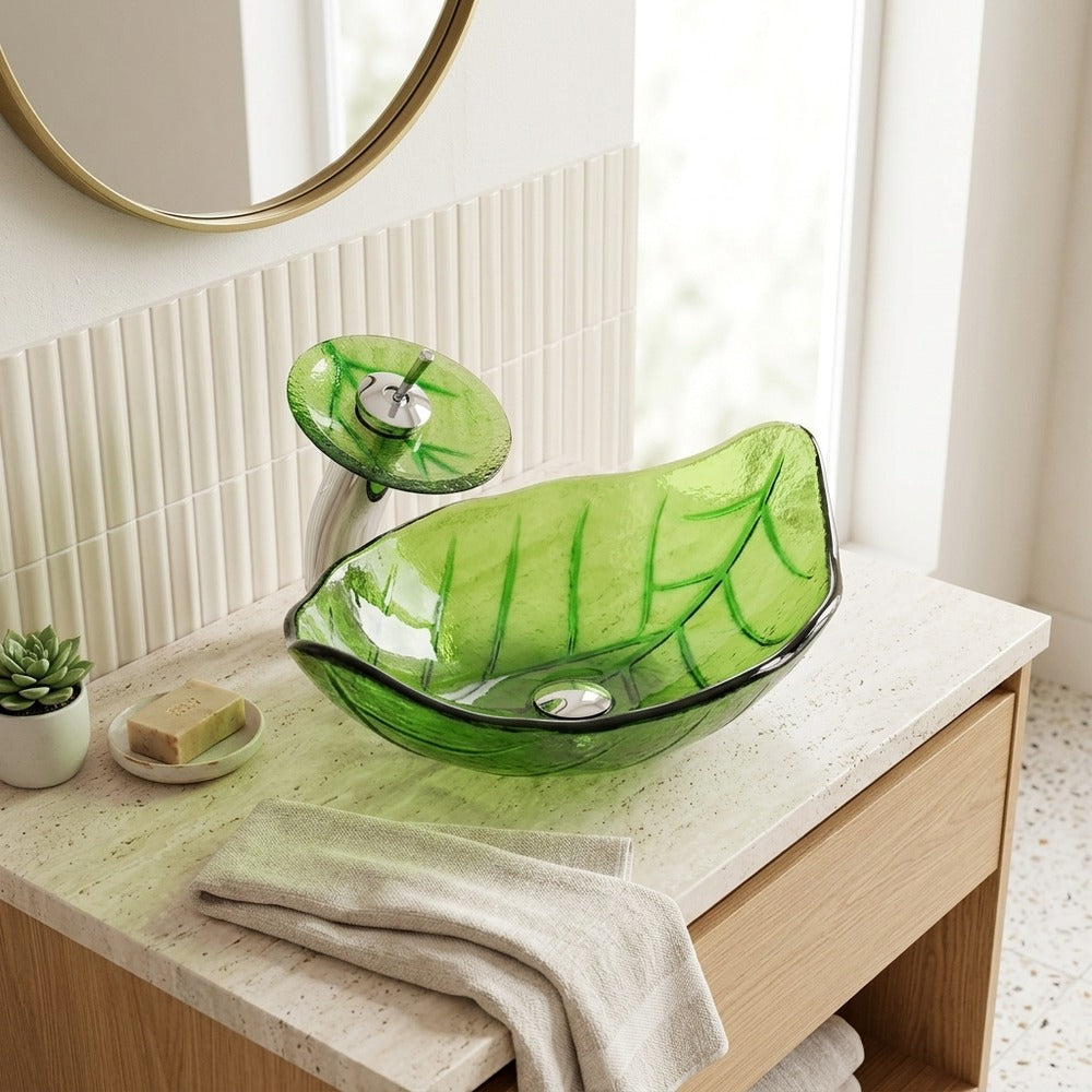Lagomel waterfall single-handle faucet and sink set, set in a Contemporary bathroom