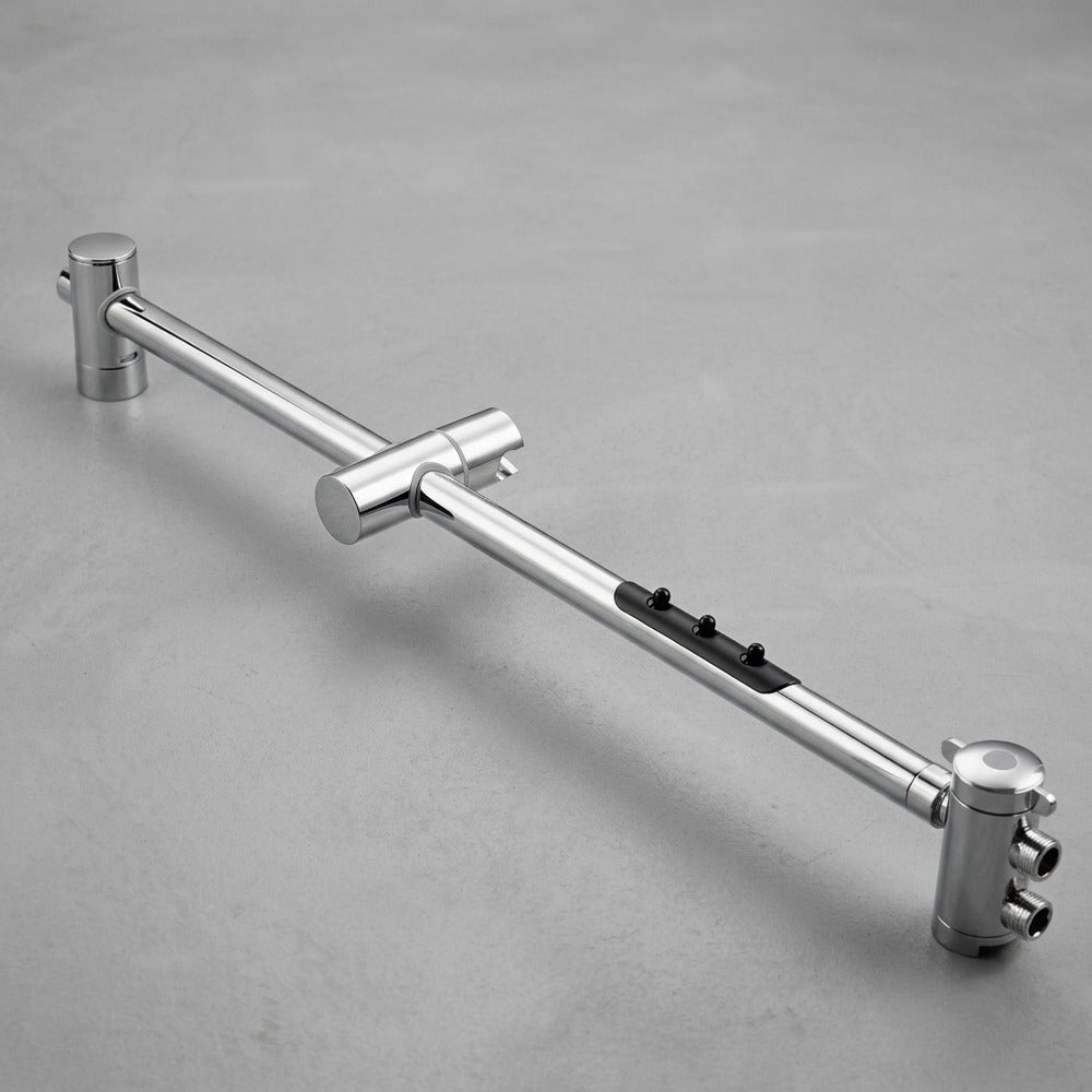 Lagomel wall-mounted shower slide bar in chrome, brushed chrome, set in a Contemporary bathroom