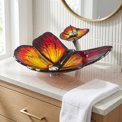 Lagomel waterfall single-handle faucet and sink set, set in a Contemporary bathroom