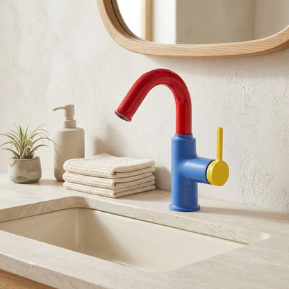 Lagomel single-hole bathroom faucet in painted / powder coated, chrome, two-tone / mixed finish, set in a Modern/Contemporary bathroom