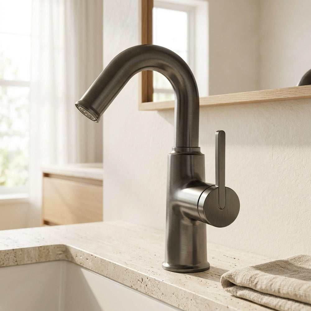 Lagomel single-hole bathroom faucet, set in a Traditional/Classic bathroom