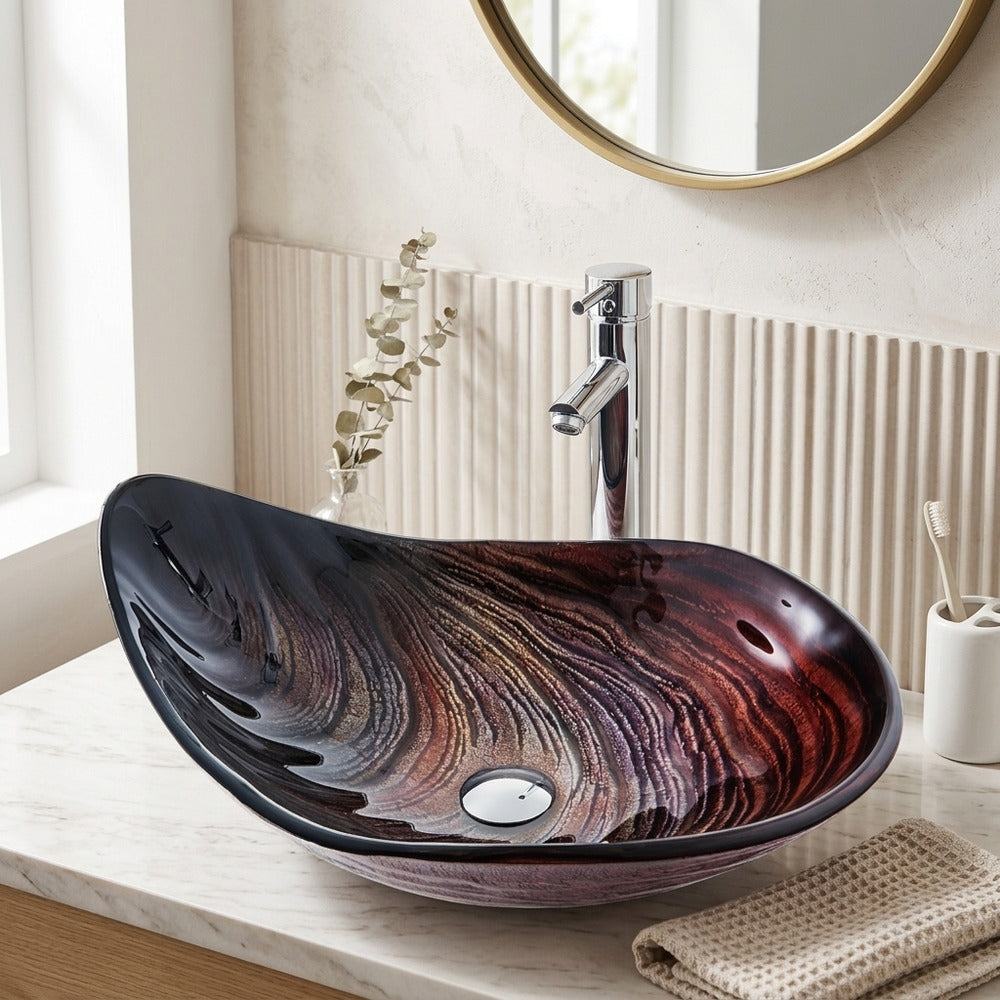 Lagomel waterfall single-handle faucet and sink set, set in a Contemporary bathroom