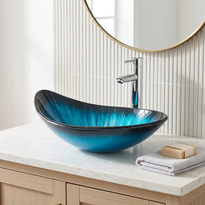 Lagomel waterfall single-handle faucet and sink set, set in a Contemporary bathroom