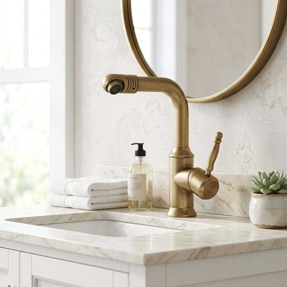 Lagomel single-hole bathroom faucet, set in a Traditional/Classic bathroom