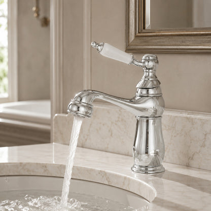 Lagomel single-hole bathroom faucet, set in a Traditional/Classic bathroom