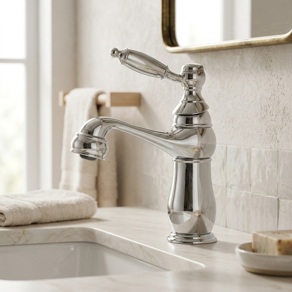 Lagomel single-hole bathroom faucet, set in a Traditional/Classic bathroom