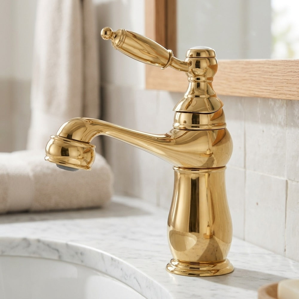 Lagomel single-hole bathroom faucet, set in a Traditional/Classic bathroom