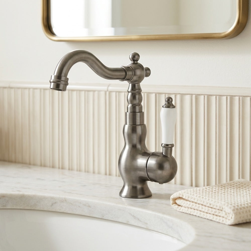 Lagomel single-hole bathroom faucet, set in a Traditional/Classic bathroom