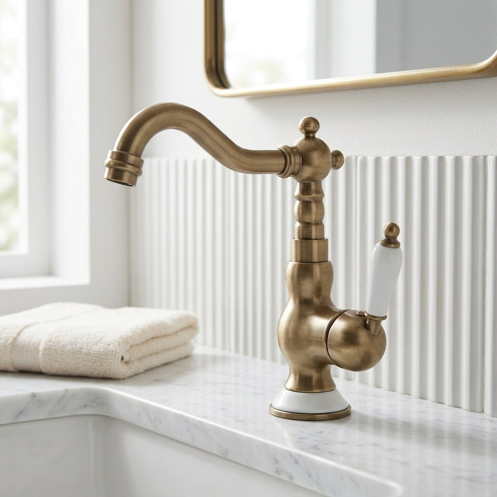 Lagomel single-hole bathroom faucet, set in a Traditional/Classic bathroom