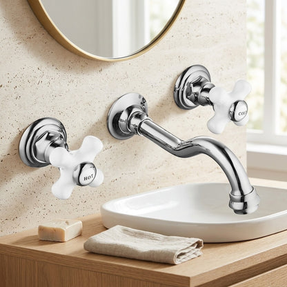 Lagomel wall-mount bathroom faucet, set in a Modern/Minimalist bathroom