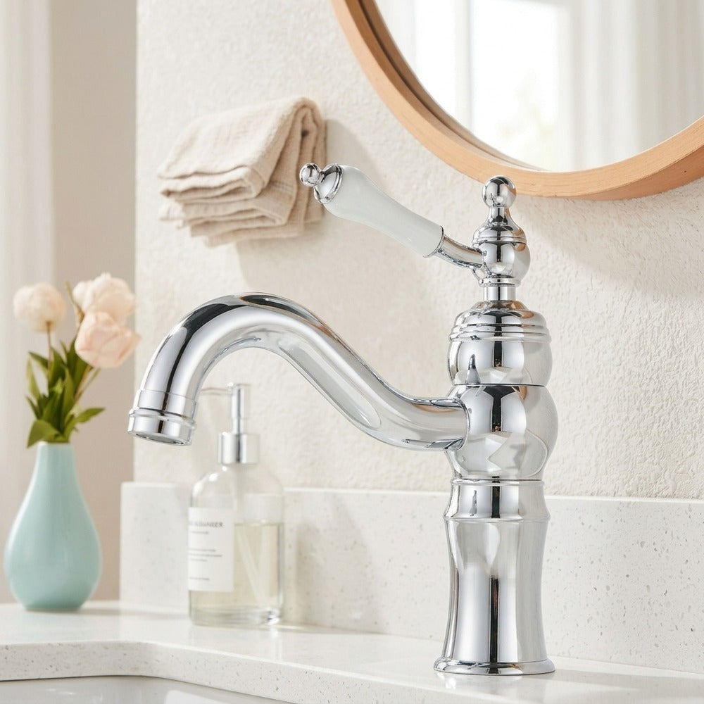 Lagomel single-hole bathroom faucet, set in a Traditional/Classic bathroom